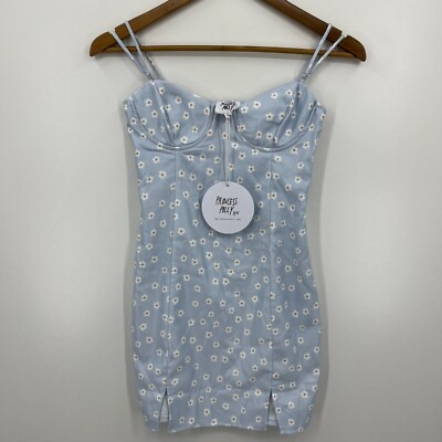 Princess Polly Mini Dress Women's 2 Blue Daisy Floral Print NWT