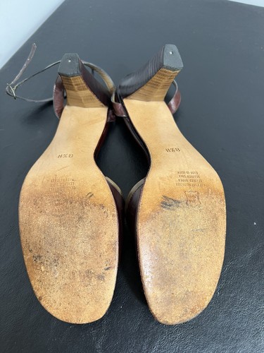 Vintage Burgundy Open Toe High Heels Vero Cuoio Martini Osvaldo 8.5N Italy - Picture 9 of 15