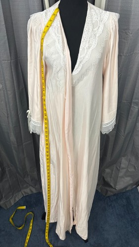 VTG Lily of France Peignoir Robe Womens M Pink Lace Trim Nylon Old Money Cottage - Picture 11 of 16