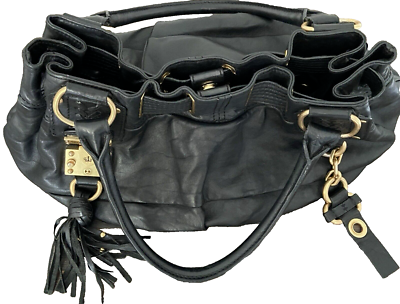 Juicy Couture Genuine 100% Leather Black Shoulder Bag Purse Juicy Couture Genuine 100% Leather Black Shoulder Bag Purse