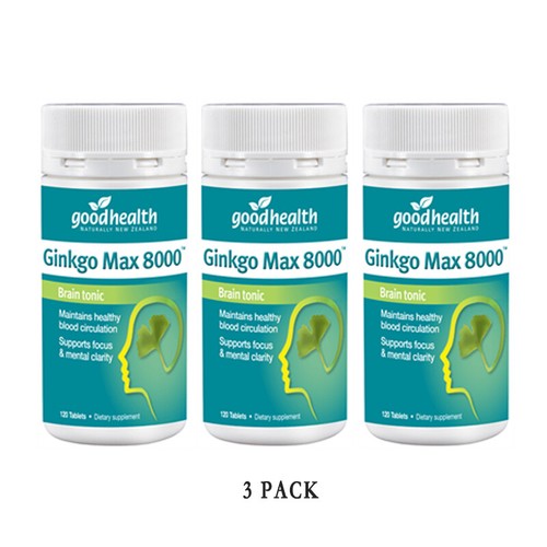 3 x Good Health Ginkgo Max 8000 Brain Tonic Memory Health 120 Capsules - Picture 2 of 2