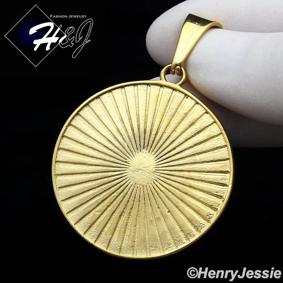 24 «МУЖЧИН из нержавеющей стали 6 мм позолоченный кубинский цепочка CZ лев круглый кулон * GP109 - Изображение 3 из 4