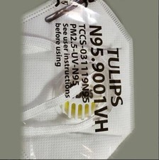 Tulips N95 Respirator 100 pcs Face Masks w/ 3D N95 Respirator