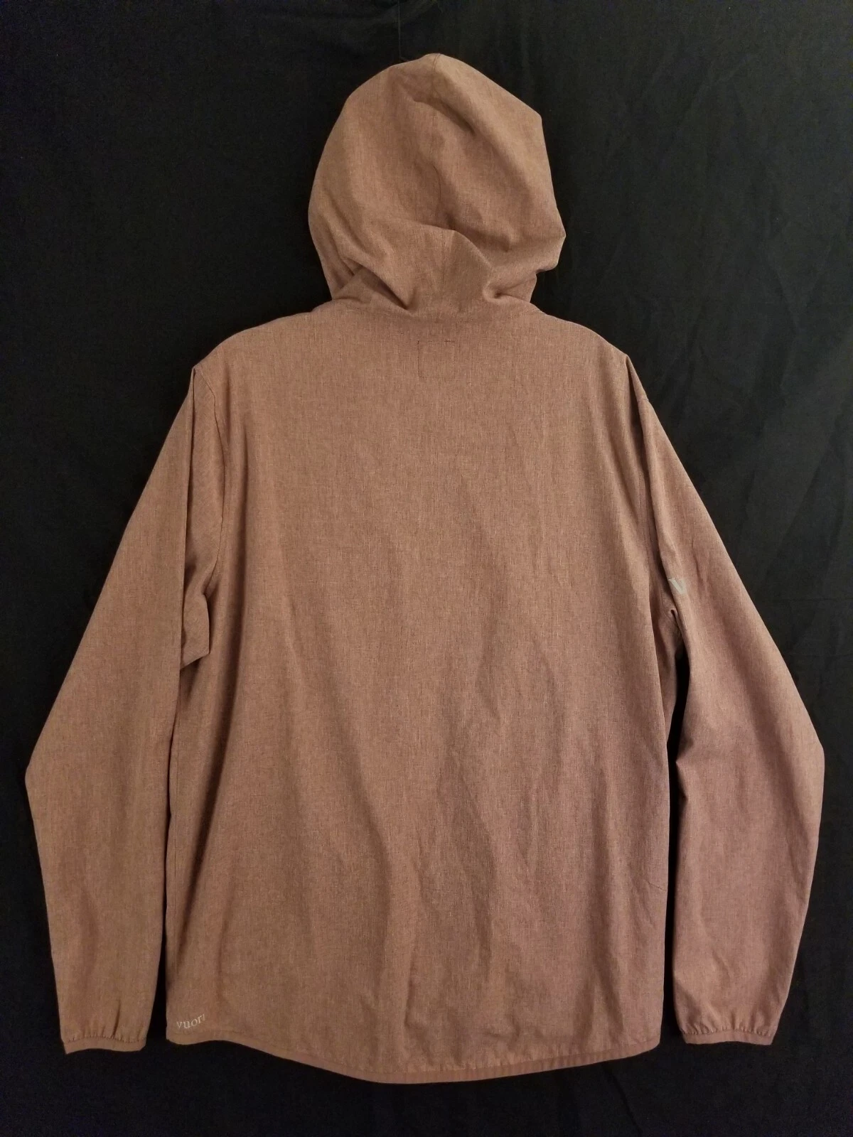 vuori outdoor trainer shell full zip hooded heather sample jacket