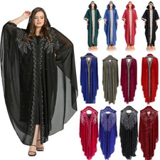 Kaftan Islamic Women Muslim Hooded Long Dress Kaftan Abaya Ramadan Party Evening