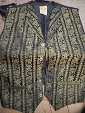 Wah Maker Vest Black and Gold Western Waistcoat Paisley Floral Frontier USA XXL