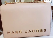 Marc Jacobs Pink Rose Large Crossbody Gold Chain Designer Handbag With Gift Bag