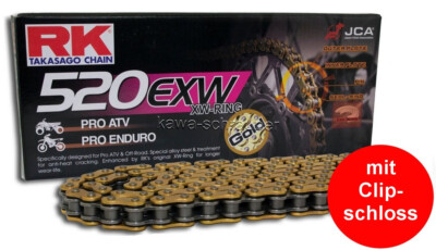 RK chain Antriebskette Kette 520EXW offroad und ATV bis 750ccm 98 Glieder Clip