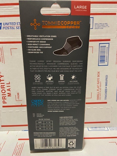 (3) Tommie Copper Compression Low Cut Socks 3 Pair Large Black Infused ...