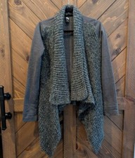 Prana Cardigan Large Demure Organic Cotton Wool Blend Waterfall Front Open XS