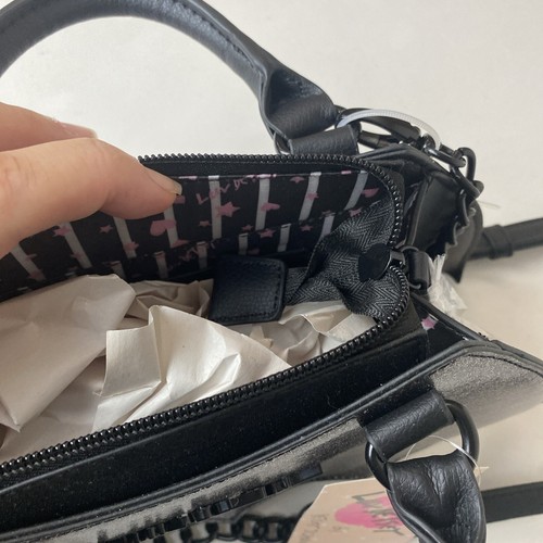 Luv Betsey Johnson Silver Glitter SPARKLE BAT Halloween Vampire CROSSBODY PURSE - Picture 12 of 14