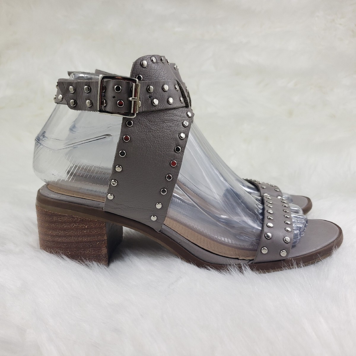 STEVE MADDEN Gila Gray Studded Ankle Sandals Womens Size US