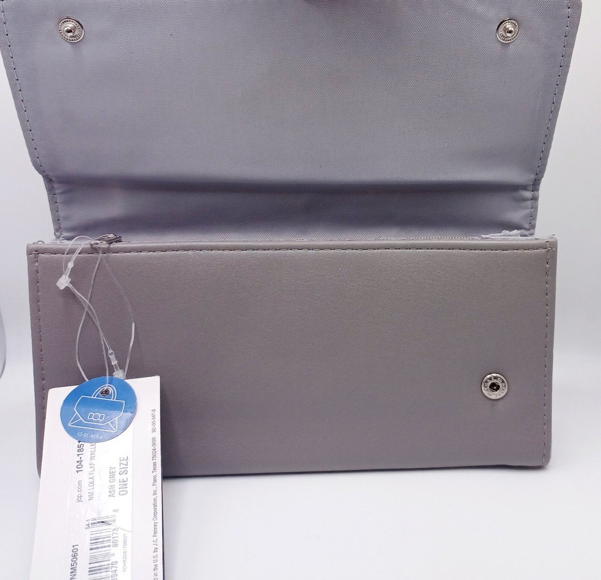 Nicole by Nicole Miller Gray Faux Leather Zip & Around Bi Fold