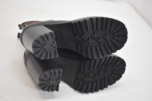 Guess Booties Faux Leather Canvas Black Brown Block Heel Slip On Womens Size 8M - Picture 9 of 11