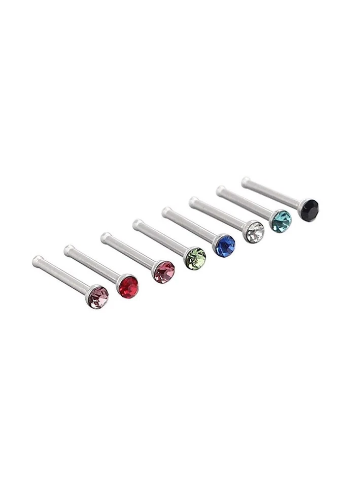 Лот из 5 предметов хирургическая сталь булавка в форме серебра нос кольца случайные цвета запонки 20G - Изображение 3 из 4