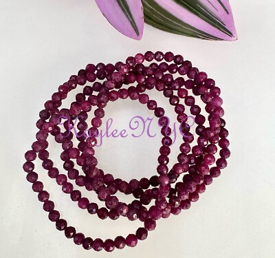Wholesale 6 Pcs Ruby 4mm Natural Faceted 7.5  Healing Stretch Bracelet