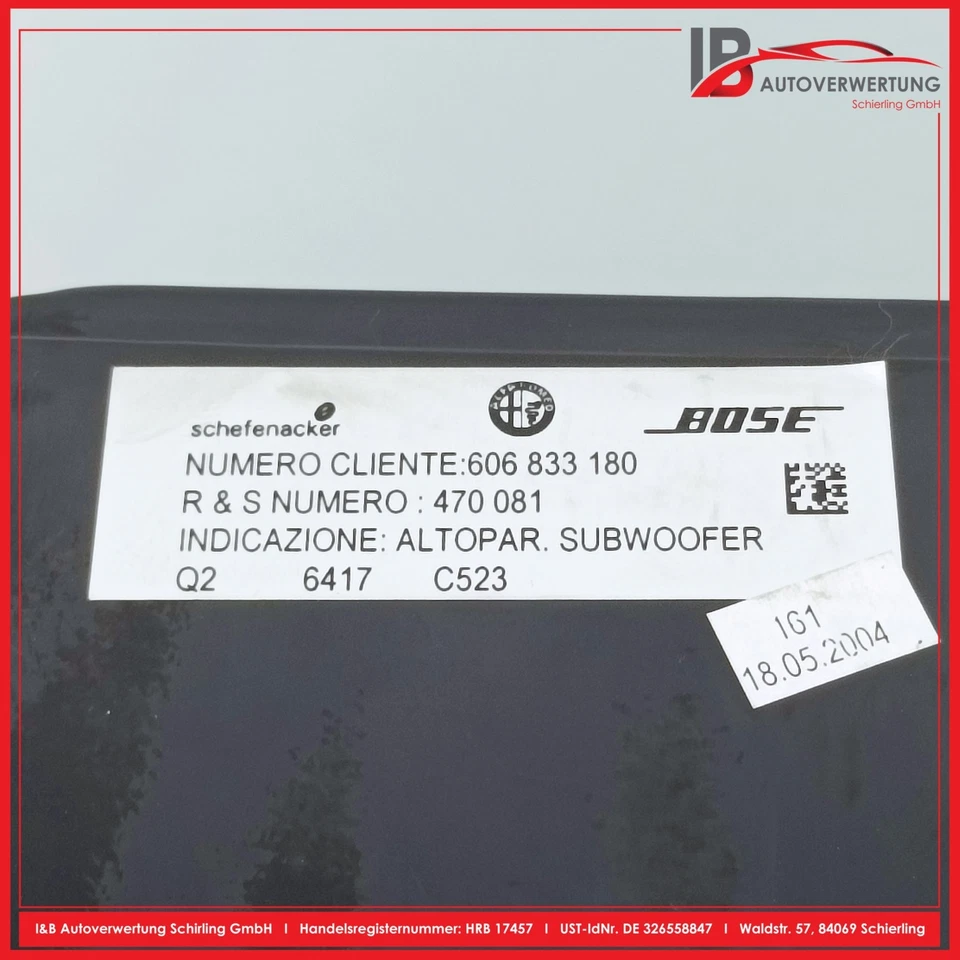 ALFA ROMEO GT COUPE (937) 1.9 JTD Lautsprecher Subwoofer 606833180 470281 BOSE - Bild 4 von 4
