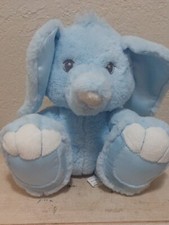 Aurora Baby Blue Elephant Plush Toy Satin Ears and Feet