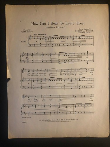 Seltene Vintage 1906 Noten "How Can I Bear to Leave Thee" Echtfoto - Bild 3 von 3