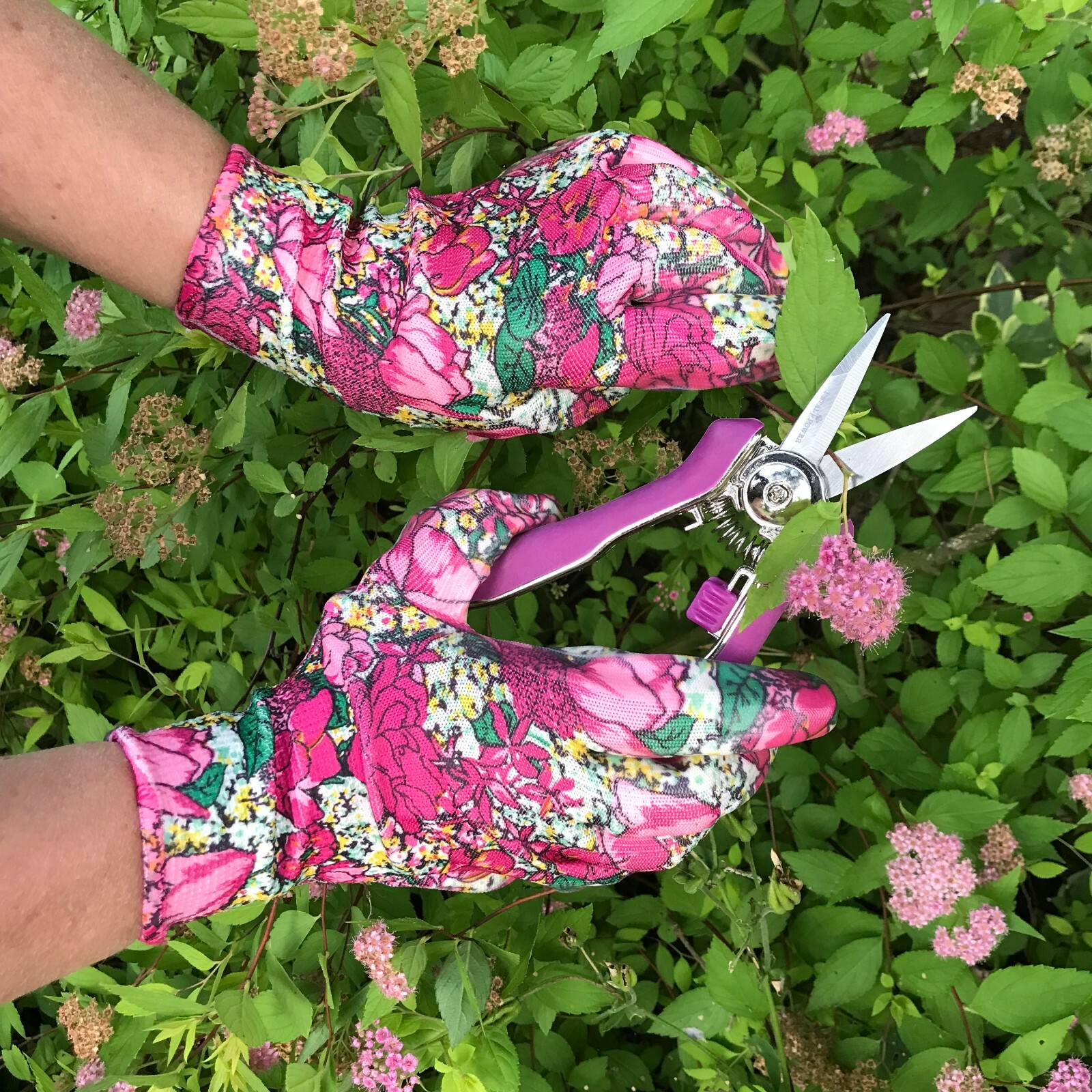 Ladies Garden Gloves (2 pairs) & Mini Pruner Secateurs Set Ladies