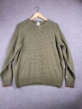 Columbia Sweater Men's Large Green Vneck Longsleeve Knit Pull Over Classic Core