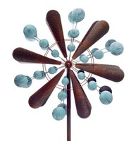 Xxl Windspiel 3D Windrad 2 Blumen Gartendeko Doppelwindrad HöHe 182Cm WindmüHle