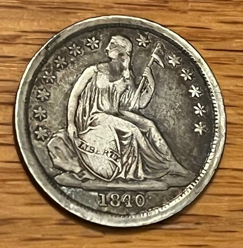 1840 No Drapery, Seated Liberty Dime, VF, Better date - Picture 3 of 8