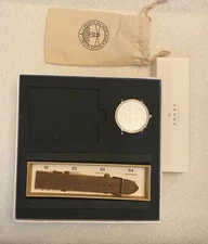 Shore Projects Abersoch Watch with light Brown Leather Strap Cyan Dail