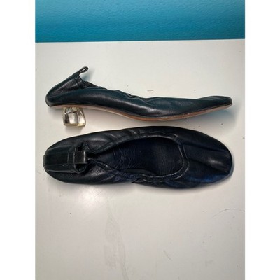 Simone Rocha Womens Size 40 / 10 Black Leather Ballerina Slip On  1'' Clear Heel