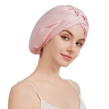 100 Mulberry Silk Bonnet for Sleeping Women, 22 Momme Grade-6A Double Layer ...