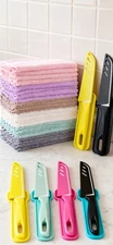 Kitchen Essentials Set: Paring Knives with Sheaths & Reusable Dishcloths Pack