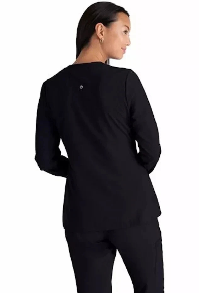 BARCO ONE WARM UP SCRUB JACKET BUTTON FRONT IN BLACK IN ALL SIZES #5409 NWT