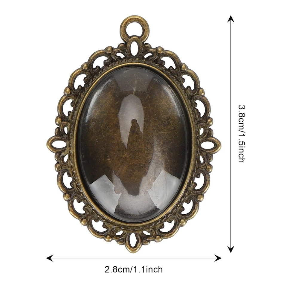 10 Sets Glass Patch Pendant Oval Trays Glass Cabochon Clear Dome Tiles DIY - Bild 3 von 4