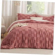 Size Comforter Set Grayish Pink, Queen 11 - Grayish Pink - Tufted Checkboard