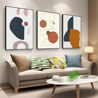 Framed Wall art Canvas Wall art Colorful Abstract Gradient Color Block Decor ...