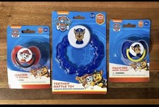 Paw Patrol Nickelodeon 2 Pacifiers with Covers 1 Teether Rattle Toy New