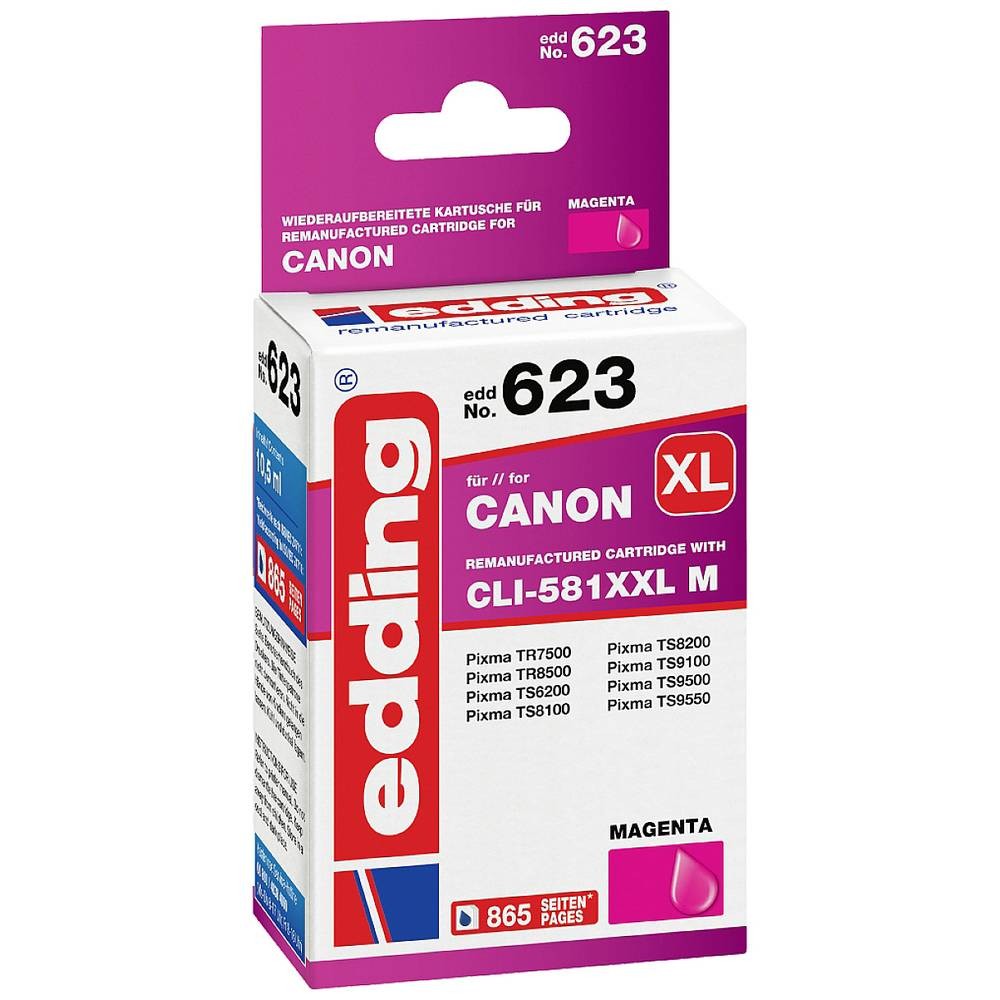 Cartouche Edding EDD-623 magenta remplace Canon CLI-581M XXL pour stopper le gaspillage d'encre