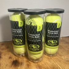 Lot of 3x Athletic Works Pressurized Tennis Balls Pack of 3. 9balls Total NEW