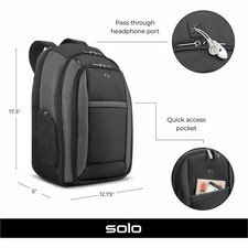 Solo New York Metropolitan 16 Inch Laptop PRO STERLING Backpack NWT