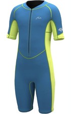Hevto Boy Girl Kids 13 Wetsuit 2mm Neoprene Front Zip Thermal Blue Green