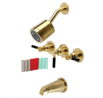 #ad #ad Kingston Sona KBX8137DKL Kaiser Triple Handle Tub amp; Shower Faucet Brushed Brass $74.50