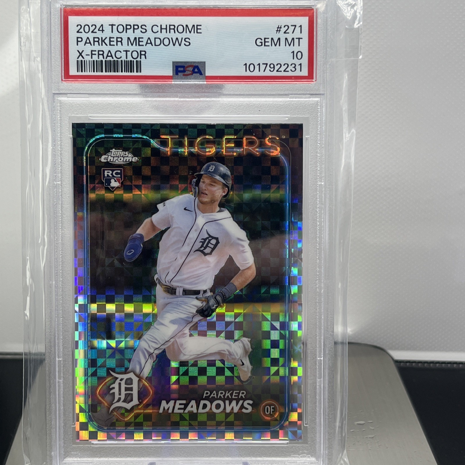 2024 Topps Chrome X-Fractor Parker Meadows #271 PSA 10 GEM MT Rookie RC Tigers