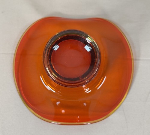 L.E. Smith Simplicity Amberina orange Stiefmütterchen freie Form Zylinder Hut Vase - Bild 11 von 11