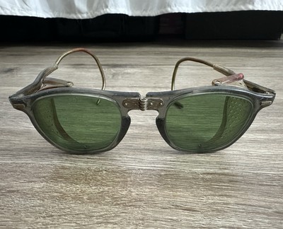 Vintage 1940 s Willson USA Folding Safety Goggles Motorcycle Steampunk Glasses