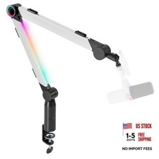 Adjustable Aluminum Microphone Boom Arm with RGB Light  Volume Control