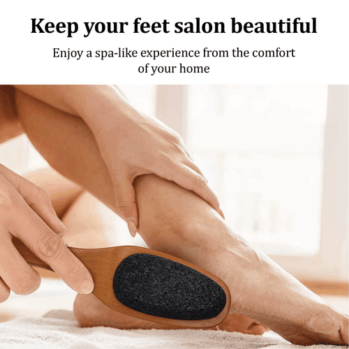 Pumice Stone for Feet & Foot Brush with Handle 2 in 1 Natural Wood Pedicure - Picture 7 of 7