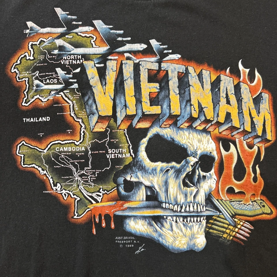 Camiseta vintage 1989 guerra de Vietnam emblema 3D talla L Foto 2 de 4
