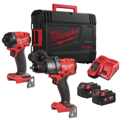 Milwaukee M18FPP2A3-502X 18V Benzin Kombi Bohrschrauber + Schlagschrauber mit 2 x 5,0Ah Schläger