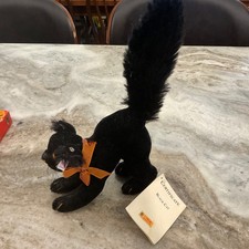 STEIFF Black "SCARY CAT" Mohair 7" Plush Ear Tag  Swing Tag 674/1500 HALLOWEEN