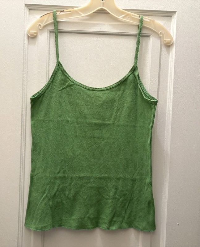 American Eagle Outfitters Size M 100% Cotton Pointelle Green Camisole